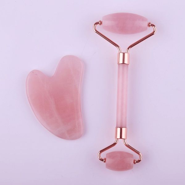 

двойной головкой розовый розовый кварц роликовые и роликовый guasha board face для глаз отечность, anti aging, подарок для женщин