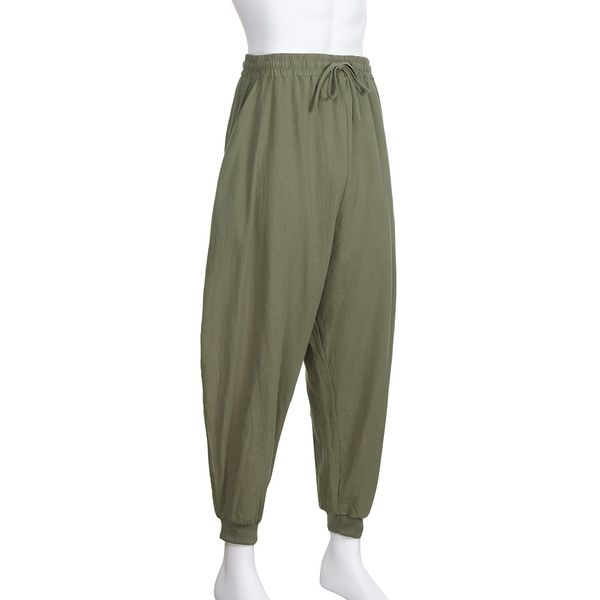 

men's harem pants cotton linen festival baggy solid trousers retro gypsy pants c0313, Black