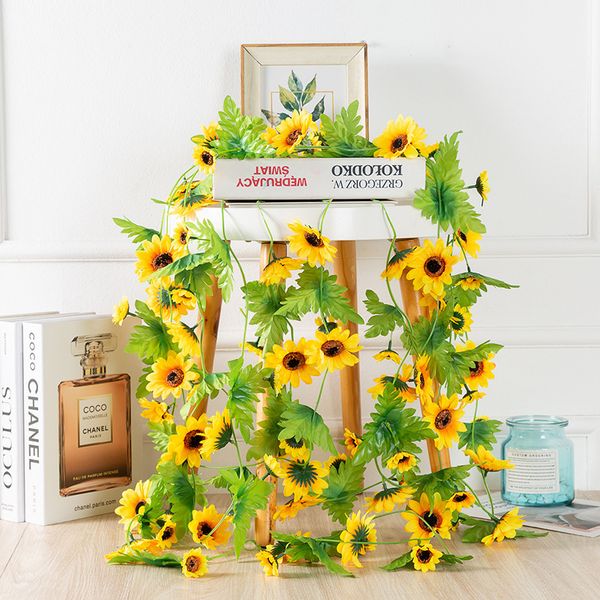 

selling sunflower rattan artificial silk cloth cane winding household adornment sunflower simulation flowers