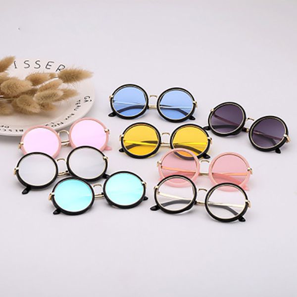 

2019 personality girls and boys sunglasses kids new round frame candy color uv400 fashion travel eyewear jj19813, White;black