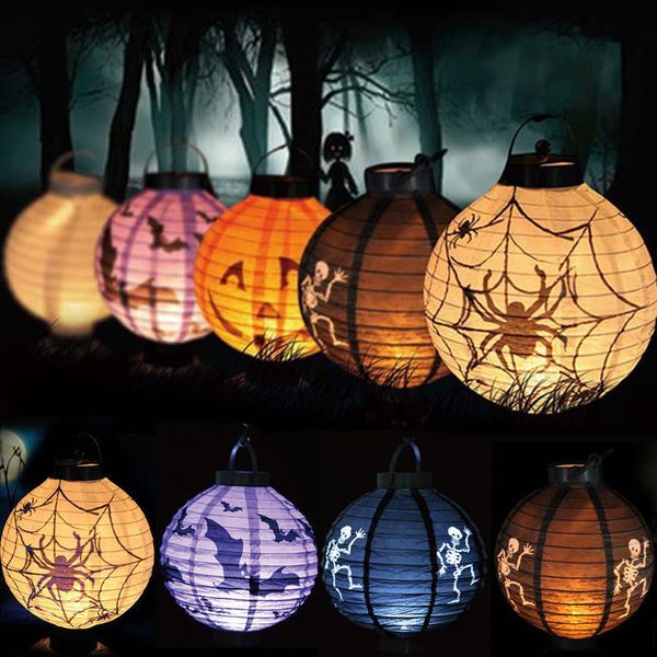 

beautiful led paper pumpkin lantern hanging light lamp halloween party decoration supplies #250791