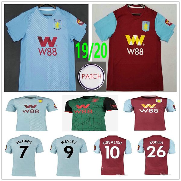 

2019 2020 Aston Soccer Jerseys WESLEY JOTA KODJIA HOGAN GREALISH MINGS TARGETT EL GHAZI Custom Home Away Villa Adult Kids Football Shirt