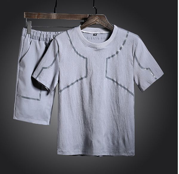 

2018 tracksuit summer casual 2pcs suits mens v952, Gray