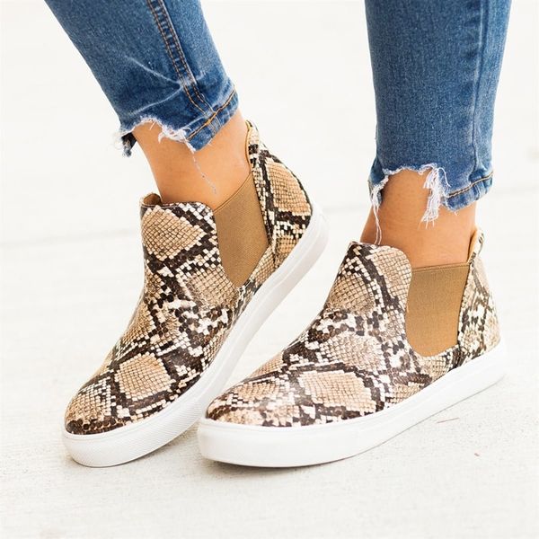 

women fashion snakeskin print casual sports boots new spring autumn non-slip soft flat-soled boots comfortable shoes, Black