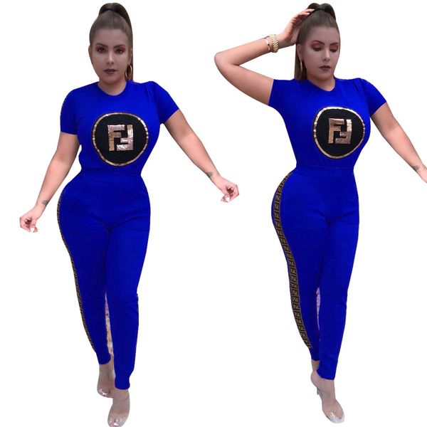 

женский спортивный костюм с коротким рукавом summer f letters футболка + брюки леггинсы 2 шт. костюмы спортивная одежда s-2xl спортивный кос, White