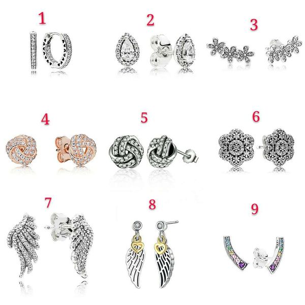 

mother day sale 925 sterling silver dazzling stud earrings for women & girls wedding jewelry accessories as a valentine gift, Golden;silver