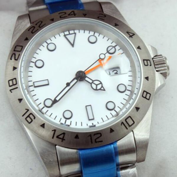 

outdoor watches 40mm stainless bracklet watch mens dial automatic mechanical sapphire white hands with hour steel and dot luminous mark ttrm, Slivery;brown