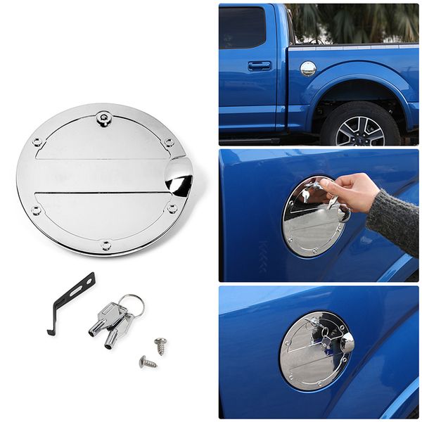 

chrome gas door fuel tank oil cap cover with lock for ford f150 car accessories