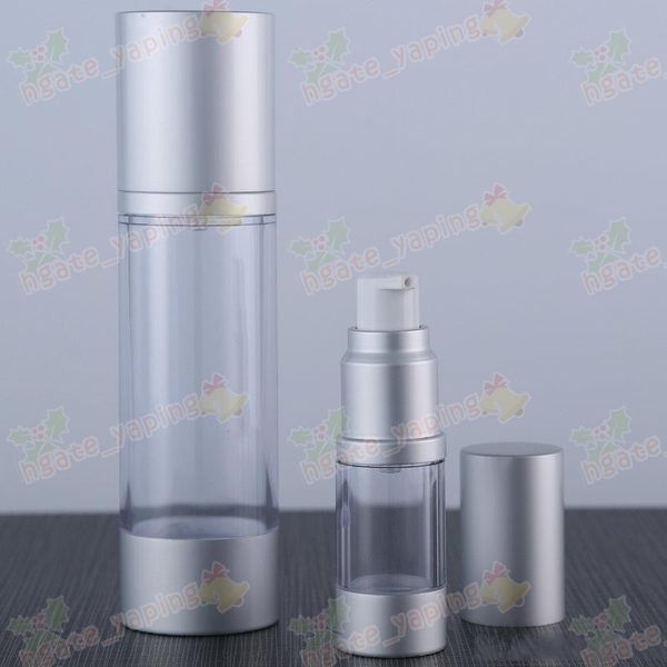 

30ml 50ml empty airless perfume bottle cosmetic vacuum flask silver pump bottle emulsion bottle essence vials