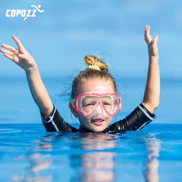 

copozz underwater scuba diving mask and snorkel anti-fog goggles glasses diving swimming easy breath tube set for kids children