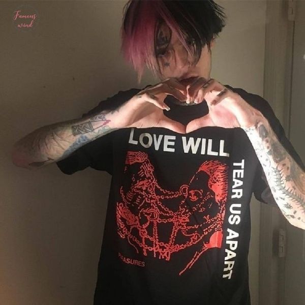 

lil peep rapper casual summer new fashion fun harajuku print big size short sleeve hip hop women loose tees letter t, White