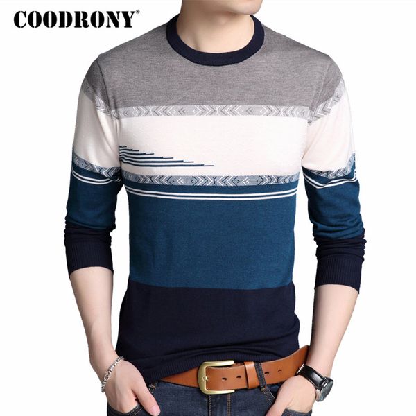 

coodrony men sweater casual striped o-neck pullover men clothes 2018 autumn winter new arrival mens sweaters pull homme 8196, White;black