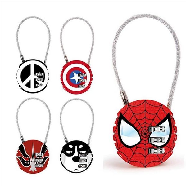 

avengers password lock cartoon padlock round mini metal bag zip bag backpack handbag suitcase drawer lock home decor tc190628