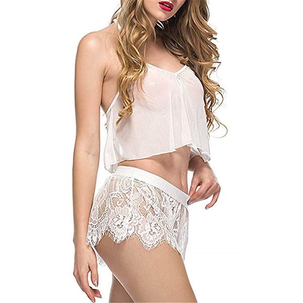 

2 pcs underwear babydoll lace bra + ealstic waist shorts set sleepwear lingerie women strapless off shoulder pajamas sleepwear, Blue;gray