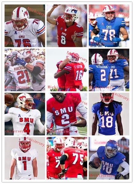

Mens Custom SMU Mustangs Football Jersey Jerry LeVias Doak Walker Courtland Sutton Cole Beasley Kenneth Acker Paul Page SMU Mustangs Jersey