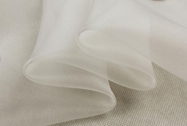 

100% pure silk organza fabric 5m/m 21gsm 55" 140cm natural white natural for wedding dress or diy handmade, Black;white