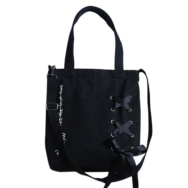 

fashion women bag new style letter pattern ribbon decorative shoulder bag casual style canvas material shoulder