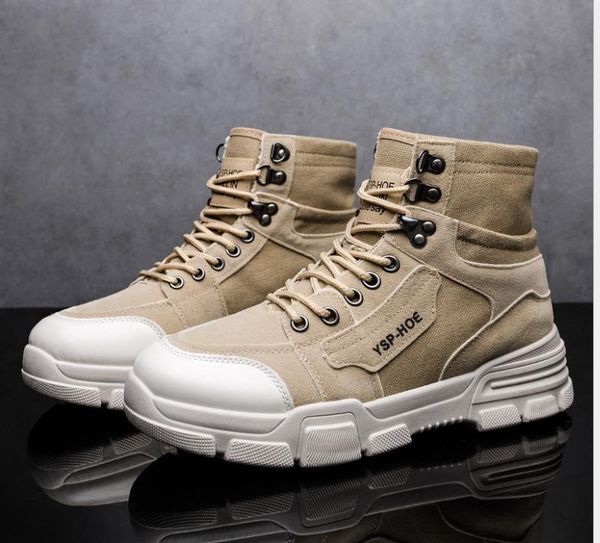 

autumn and winter new men's high shoes korean casual martin boots, Black