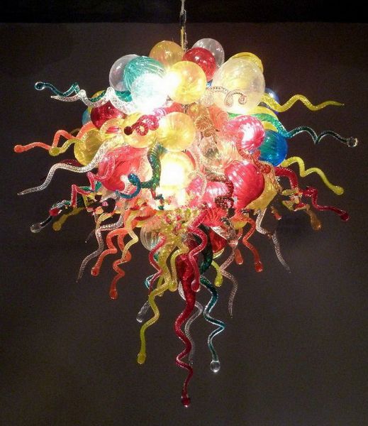 

110-240v led blown glass colored mini chandelier luxury hand blown murano glass hanging chain pendant lamps