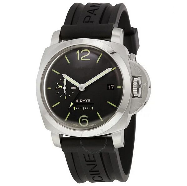 

New brand fa hion 00233 automatic machinery men 039 black dial tainle teel ca e black rubber trap 44mm