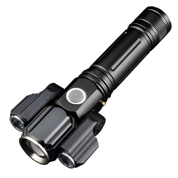 

strong light flashlight multi-function t6 outdoor night riding lighting three-head rechargeable led flashlight outdoor lighting tools