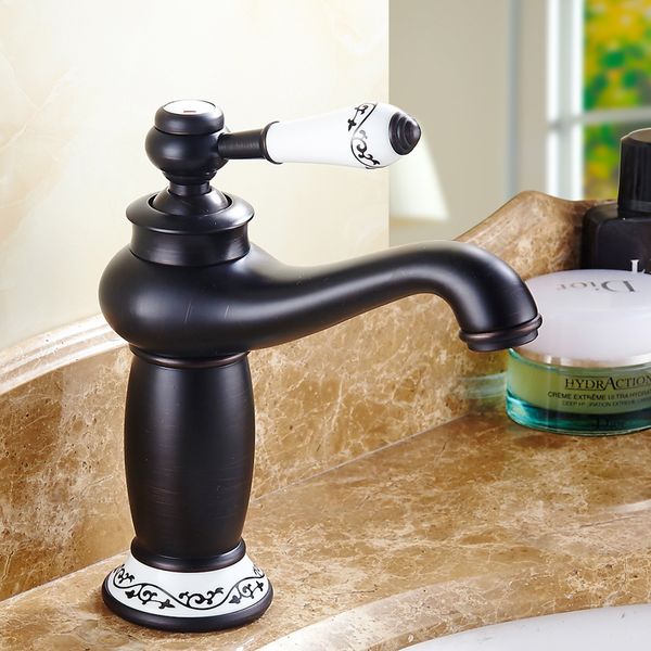 

basin faucets black brass bathroom sink faucet ceramics single handle hole deck mount washbasin and cold mixer tap