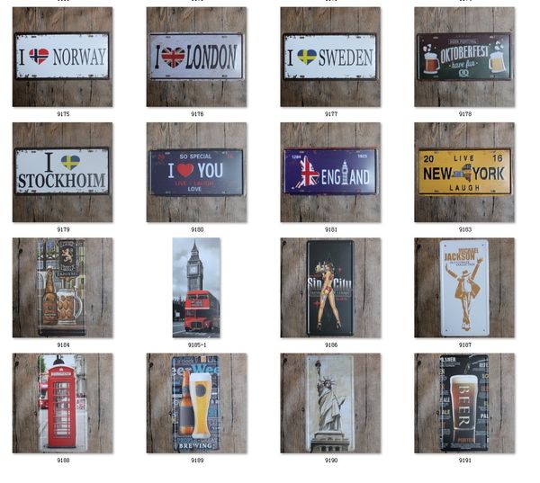 

автомобиль металлическая пластина старинные дома декоративные страна жестяная вывеска бар кафе искусство стены декор живопись wholesae ретро