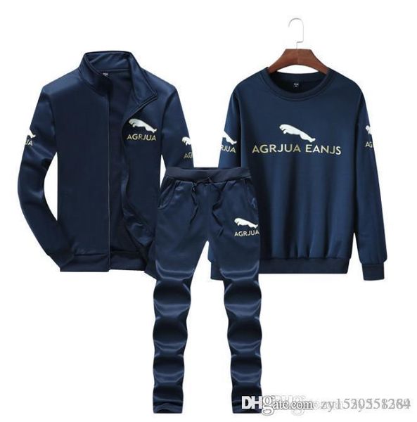 

2018 autumn and winter leading fashion jaguar men's sports suit casual long-sleeved baseball uniform jacket men's fitness sweater, Black