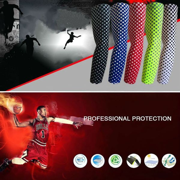 

wholesale-sports professional arm warmer cycling bike basketball uv protective armbands elastic compression arm sleeves new, Black;gray