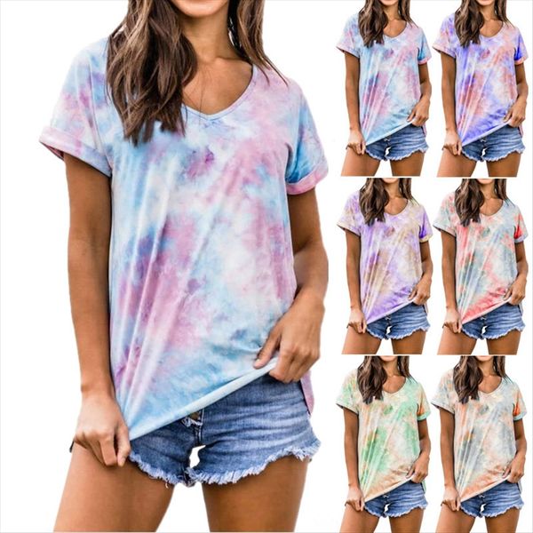 

2020 women's gradient ribbon dyed loose short-sleeved t-shirt 2020 women's gradient ribbon dyed loose short-sleeved t-shirt top, White