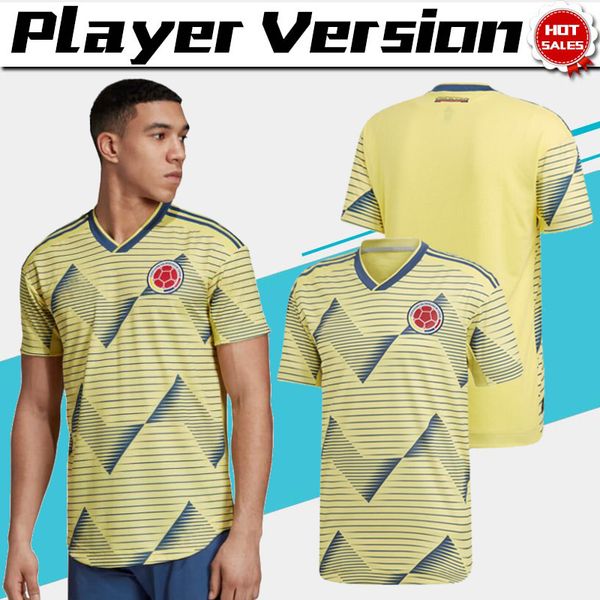 

player version 2019 copa amÃ©rica columbia soccer jersey 19/20 home soccer shirt #10 james men football uniform short sleeve game shirt sale, Black;yellow