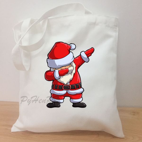 

merry christmas print funny new dab santa canvas large capacity vintage shoulder bag harajuku cartoon casual bags