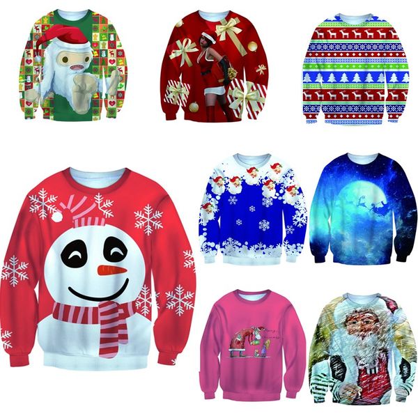 

high fever s-5xl 3d printing xmas santa claus print long sleeve pullover jumper merry christmas warm sweatshirts, Black