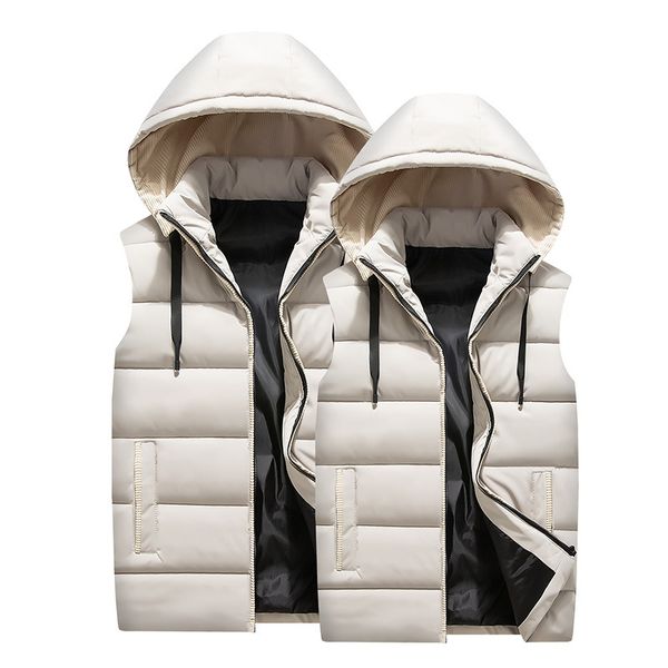 

2020 men's new winter stuffed cotton hooded vest warm vest casual teen, Black;white