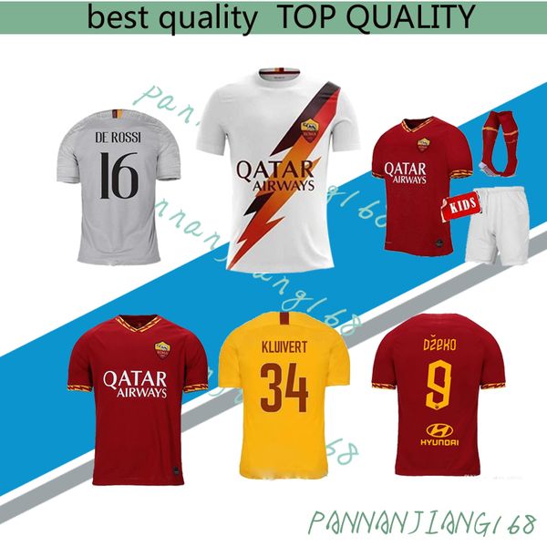 

2020 new roma soccer jersey de rossi dzeko zaniolo rome perotti totti jerseys football shirt home away third men 19 20 21, Black;yellow