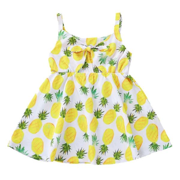 

girl's dresses 2021 dress summer girl toddler baby girls sleeveless pineapple print sandbeach princess clothes beach casual, Red;yellow