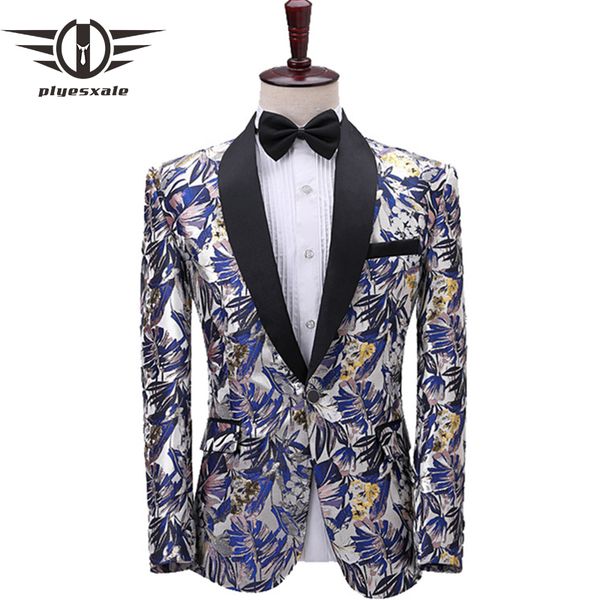 

green blue red floral blazer for men elegant floral prom blazers luxury stage costumes mens party jacket fashion jacquard q599, White;black