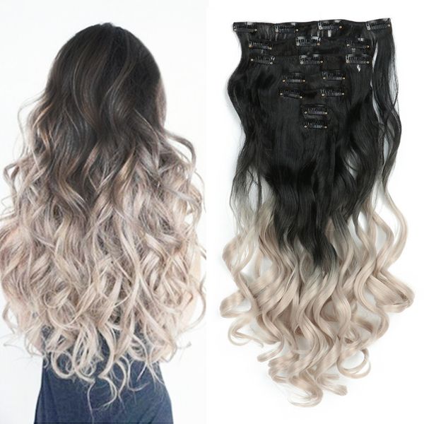 2019 22 Inch Curly Wave 7 Separate Pieces Heat Resistance