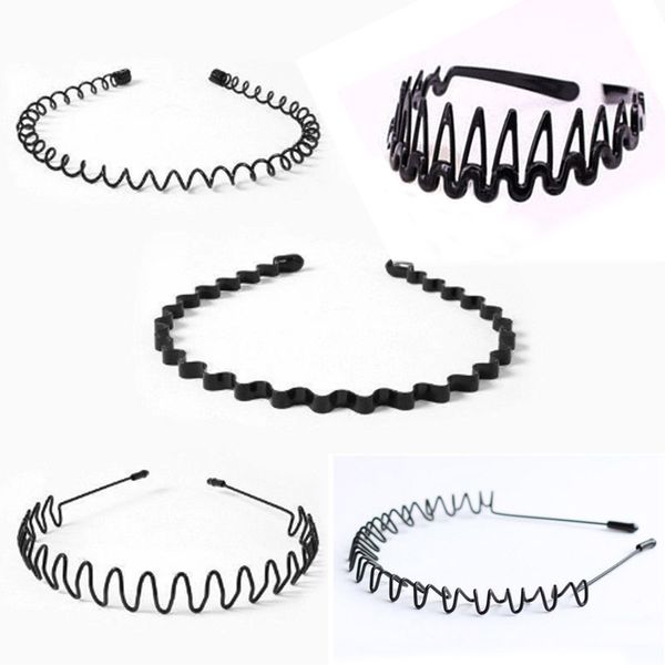 

black sports headband hair band men's accessories hairband women metal wave, Golden;white