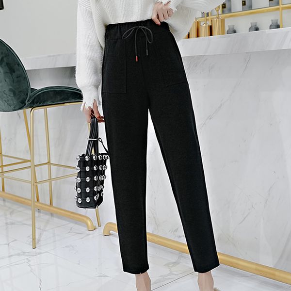 

women's pants women autumn winter fleece leggings harem pants stretch slim large size loose fashion new women clothing #3, Black;white