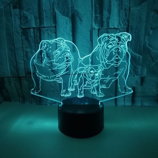 

foreign trade new pattern belldog colorful 3d lamp animal gift customized 3d small desk lamp touch remote control 3d small night-light