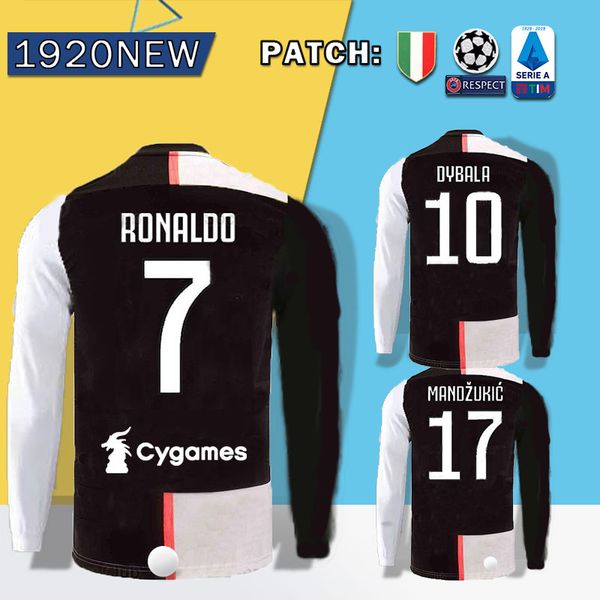 

New 2019 ronaldo juventu occer jer ey 18 19 20 juve long leeve home away dybala 2020 cami eta futbol cami a maillot football hirt