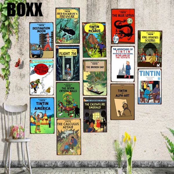 

tintin cartoon movie tin sign metal plate iron painting kids room wall bar home art craft decor posters wall decors 30x20cm