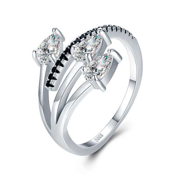

sodrov real 925 sterling silver jewelry trendy elegant engagement ring black spinel wedding rings for women g007, Golden;silver