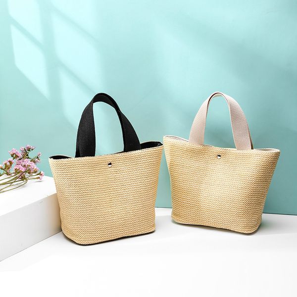 

new capacity straw bags women handmade woven basket bolsa tote summer bohemian beach bags canvas lady handbags