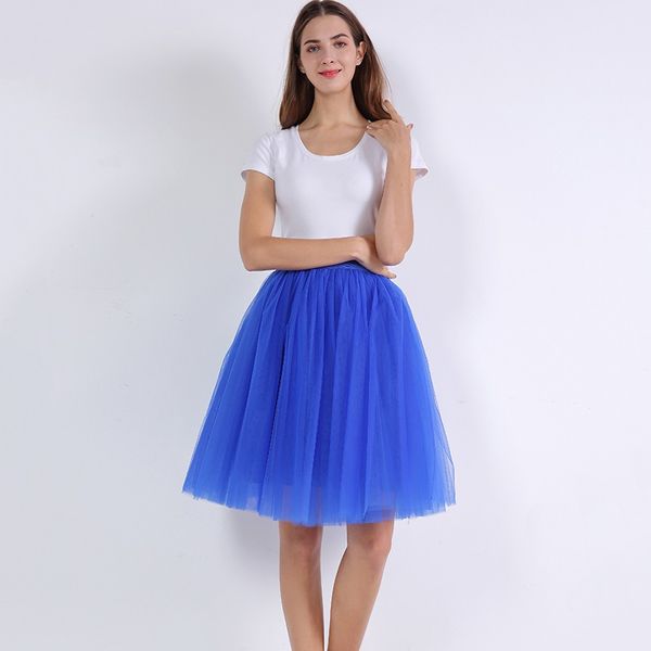 

7 layered tulle skirts womens high waist swing dolly ball gown underskirt mesh tutu 2019 summer midi skirt faldas saias jupe, Black