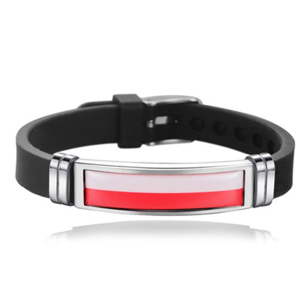 

new canada flag bangles sporty style stainless steel silicone canada country flag bracelets jewellery, Black