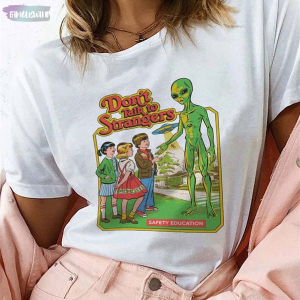 

vintage clothes dont to strangers funny tshirt 80s tumblr tees o-neck short sleeve t-shirt lantern sleeve white female t-shirt