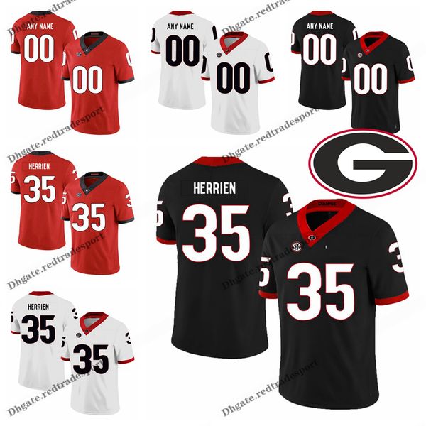 

customize 2019 georgia bulldogs brian herrien college football jerseys black red #35 brian herrien stitched football shirts s-xxxl