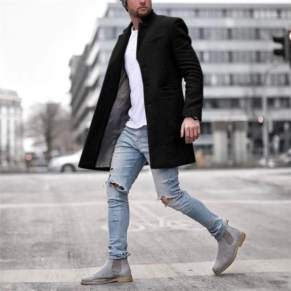 

winter coats fashion lapel neck long sleeve mens clothing casual outerwear with button mens designer luxury, Black